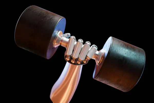 High Resolution Image Depicts Single High Quality Metallic Dumbbell Suspended — Stock Photo, Image