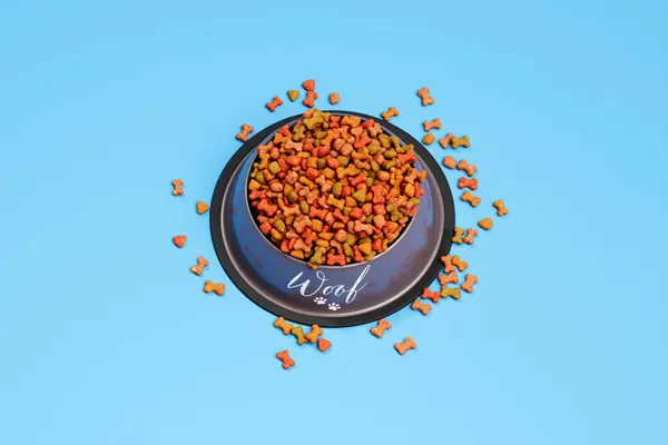 Overhead View Pet Meal Colorful Assortment Dry Dog Food Shaped — Stock Photo, Image