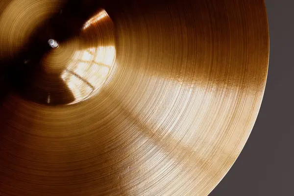 Detailed Render Captures Intricate Textured Surface Brass Cymbal Reflective Light — Stock Photo, Image