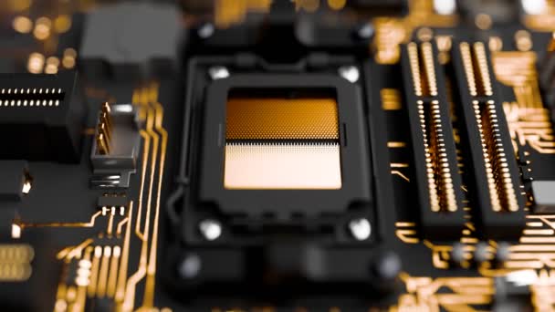 Makro Snímek Prázdné Patice Centrální Procesorové Jednotky Cpu Moderní Vysoce — Stock video