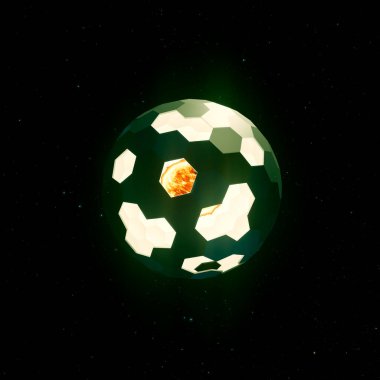 This image captures the enthralling vision of a luminous soccer ball with a fiery aura, artistically placed against the infinite expanse of a  outer space, blending sports with cosmic wonder. clipart