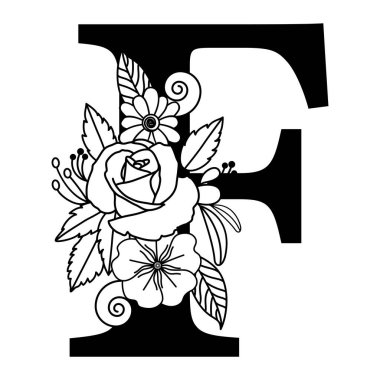 Özelleştirilebilir F Harfi Monogram, Siyah ve Beyaz Alfabe Logosu İllüstrasyonu, Tipografi Aile İşareti