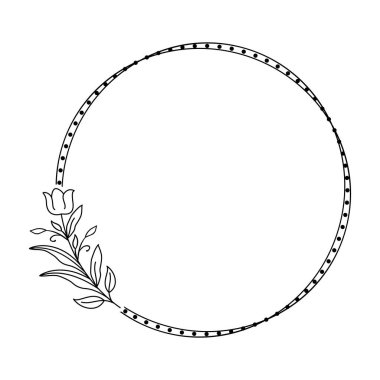 Lale Aksanlı Noktalı Çember, Modern Siyah ve Beyaz Çelenk Aile İşareti