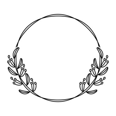 Tuhaf Botanik Çember Çerçevesi, Siyah ve Beyaz Monogram, Özel Logo Resimleri 
