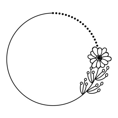 Tuhaf Botanik Çember Çerçevesi, Siyah ve Beyaz Monogram, Özel Logo Resimleri 