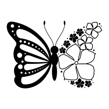 Floral Fantasy Butterfly Design with Circular Accents, Clean Lines, Symmetry and Contrast clipart