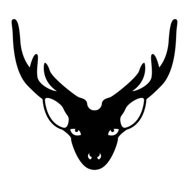 Modern Geyik Baş Grafiği, Biçimlendirilmiş Geometrik Şekil, Boynuzlar ve Gözlerle Avlanan Clipart Vektörü