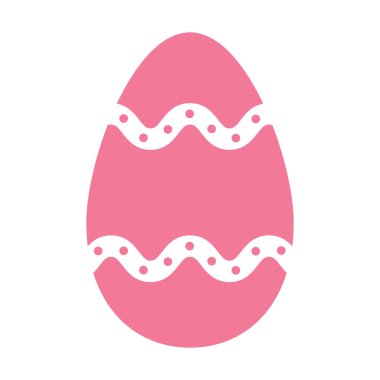 Basit ve Neşeli Mutlu Pembe Paskalya Yumurtası Tasarımı Dalgalı Çizgiler ve Noktalı Desenler