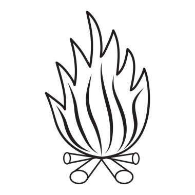 Basit Kamp Ateşi Simgesi: Jagged Flames 'le Çizgi Sanatı ve Sharps' la Kütükler