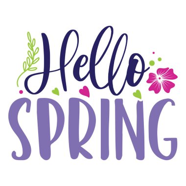 Merhaba Yeşil Yapraklı Tuhaf Çiçek Tasarımı, Pembe Çiçek, Dağılmış Kalpler ve Noktalar