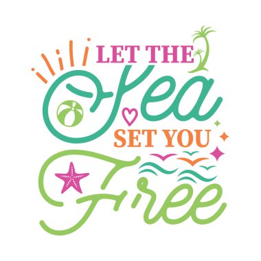 Canlı Renkler Denizin Çeşitli Plaj Temalı Elementleriyle Bedava Grafiklerinizi Ayarlamasına İzin Verin