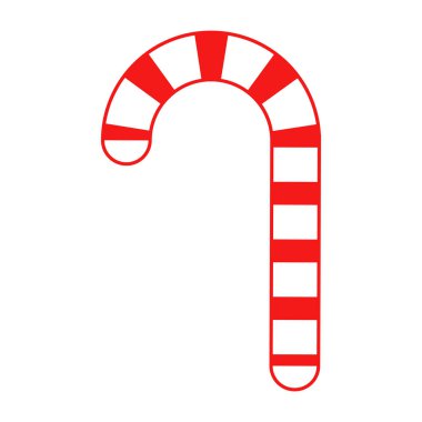 Klasik Kırmızı ve Beyaz Çizgili Naneli Şeker Çubuğu Simgesi