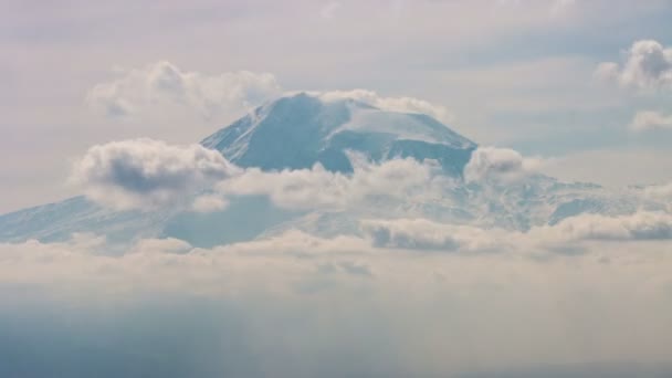 Utsikt Över Ararat Agri Berg Från Jerevan Time Lapse Bergstopp — Stockvideo