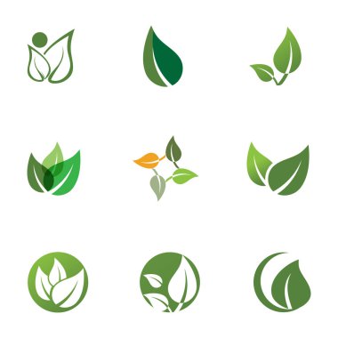 Yeşil yaprak illüstrasyon doğa logosu tasarımı