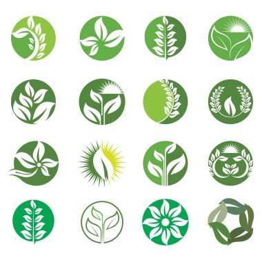 Yeşil yaprak illüstrasyon doğa logosu tasarımı