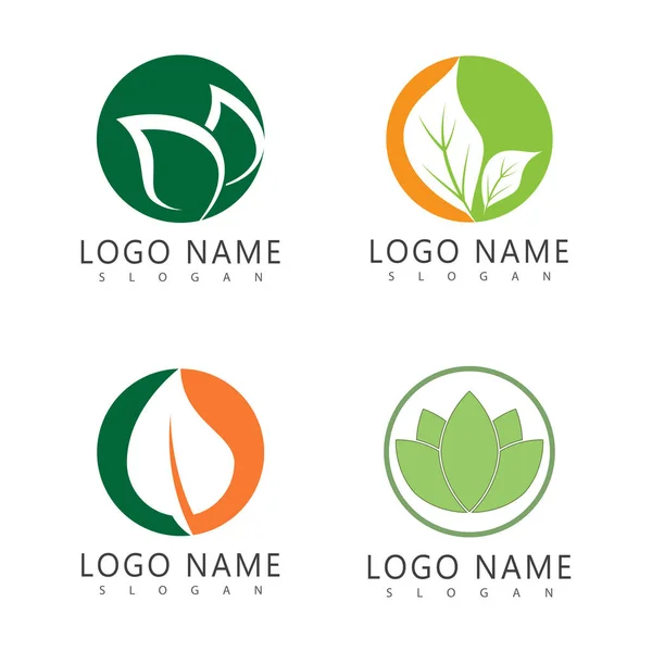 Gröna Blad Logotyp Ekologi Natur Element Vektor Ikon — Stock vektor