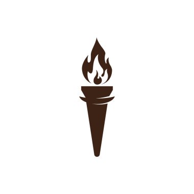 Alev yassı simgelerle yanan meşale. Sembol alevi koleksiyonu, illüstrasyon