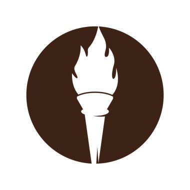 Alev yassı simgelerle yanan meşale. Sembol alevi koleksiyonu, illüstrasyon