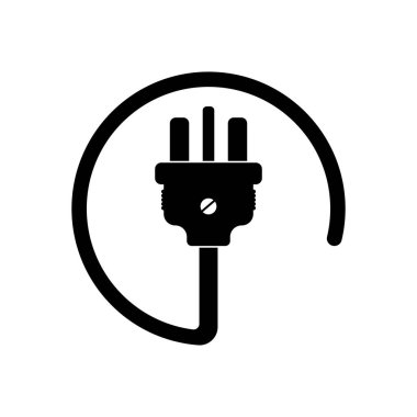 Elektrik eklenti simgesi logo vektörü düz tasarım