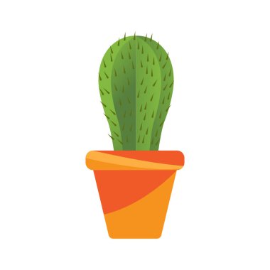 Çiçek saksısında kaktüs logosu Vektör illüstrasyonu
