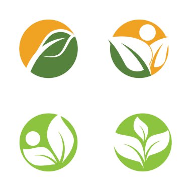 Yeşil yaprak illüstrasyon doğa logosu tasarımı
