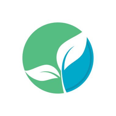 Yeşil yaprak illüstrasyon doğa logosu tasarımı