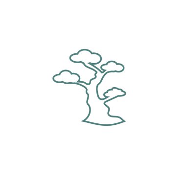 Oriental Bonsai Sanatı, Japon Mini Küçük Bitki Ağacı Ot Silueti logo tasarım vektörü