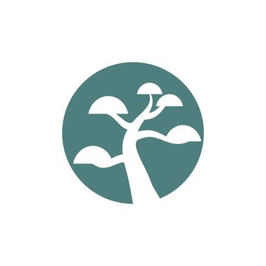 Oriental Bonsai Sanatı, Japon Mini Küçük Bitki Ağacı Ot Silueti logo tasarım vektörü