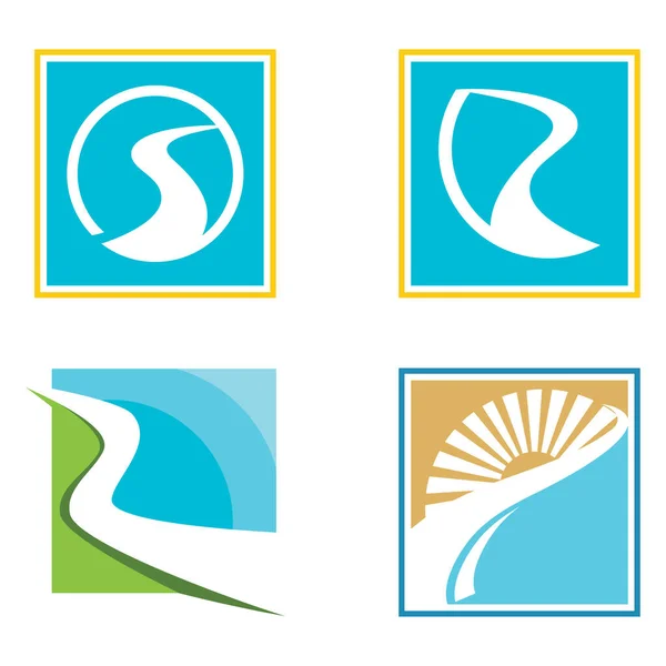 Nehir Vektörü Ikonu Çizim Logosu Tasarımı — Stok Vektör
