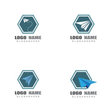 Kağıt düzlem logo vektör çizim şablonu