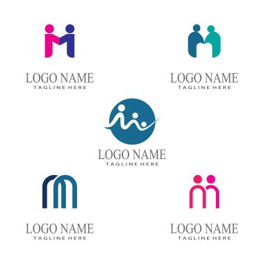 M Harfi Logo Şablonu vektör çizimi tasarımı