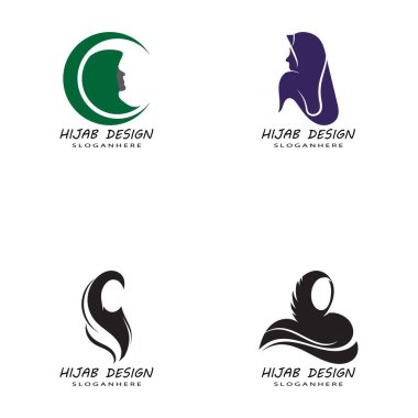 Muslimah tesettür logo şablon vektör illüstrasyon tasarımı