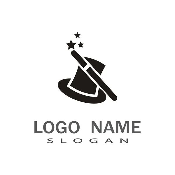 Wand Magic Hat Logo Template Vector Symbol Design — Stok Vektör