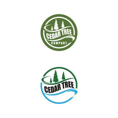 Çam her zaman yeşil köknar otu ladini kozalaklı Noel ağacı logosu tasarım vektörü