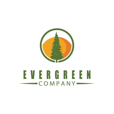 Çam her zaman yeşil köknar otu ladini kozalaklı Noel ağacı logosu tasarım vektörü