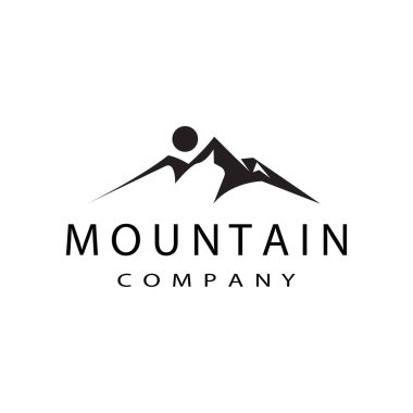 Basit Modern Dağ Manzarası Logo Tasarım Vektörü, Rocky Buzdan Tepe Tepesi Silüeti