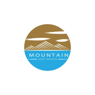 Basit Modern Dağ Manzarası Logo Tasarım Vektörü, Rocky Buzdan Tepe Tepesi Silüeti