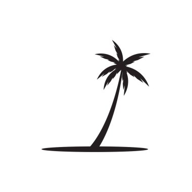 Otel Restoranı Tatil Seyahat Logosu için Palm Tree Plajı Silueti