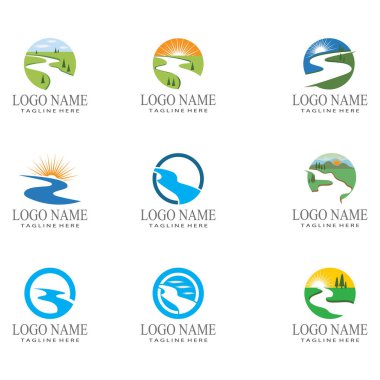 Nehir vektörü ikonu çizim logosu tasarımı