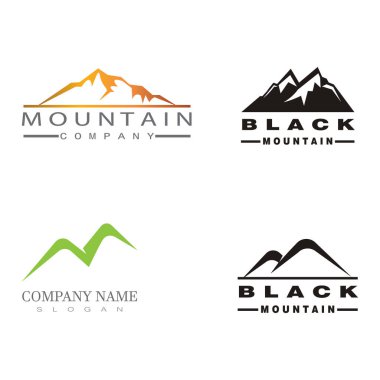 Basit Modern Dağ Manzarası Logo Tasarım Vektörü, Rocky Buzdan Tepe Tepesi Silüeti