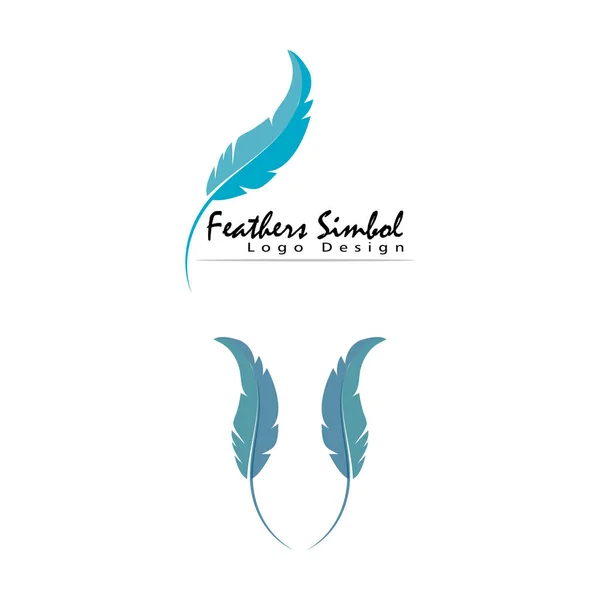 Feathers Logo Template Vector Symbol Nature — Stock Vector