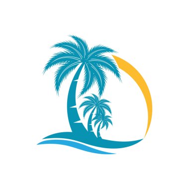 Palmiye ağacı logo şablonu vektör çizimi