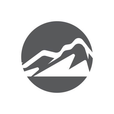 Basit Modern Dağ Manzarası Logo Tasarım Vektörü, Rocky Buzdan Tepe Tepesi Silüeti