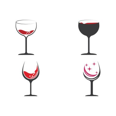 Şarap Logosu Şablonu Vektör Sembolünü Ayarla