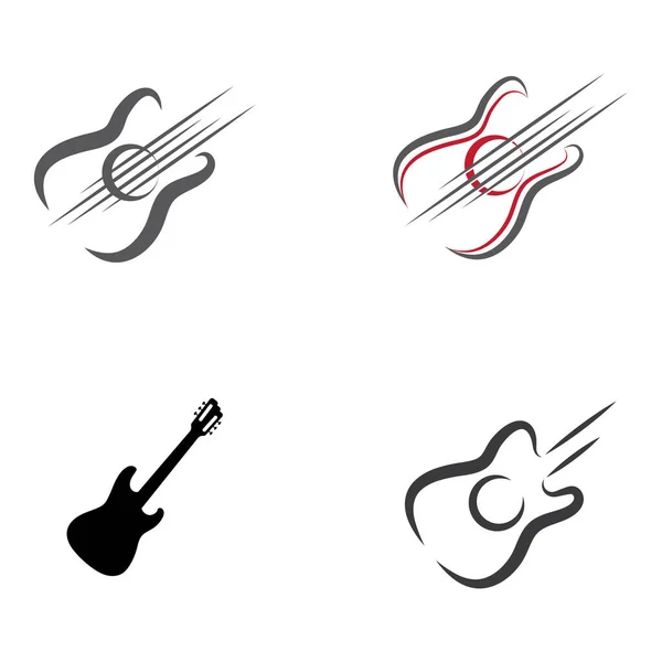 Gitar Dalgası Logo Şablonu Vektör Sembolünü Ayarla