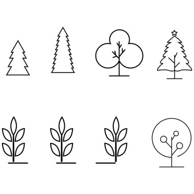 Ağaç Hattı Logo Şablonu vektör sembolünü doğa olarak ayarla