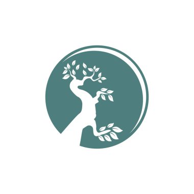 Oriental Bonsai Sanatı, Japon Mini Küçük Bitki Ağacı Ot Silueti logo tasarım vektörü