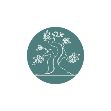 Oriental Bonsai Sanatı, Japon Mini Küçük Bitki Ağacı Ot Silueti logo tasarım vektörü