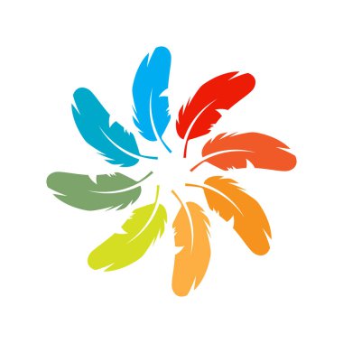 Feather Logo Vektör Şablonu Sembol Tasarımı