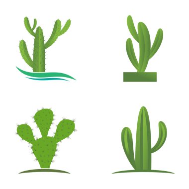Çiçek saksısında kaktüs logosu Vektör illüstrasyonu